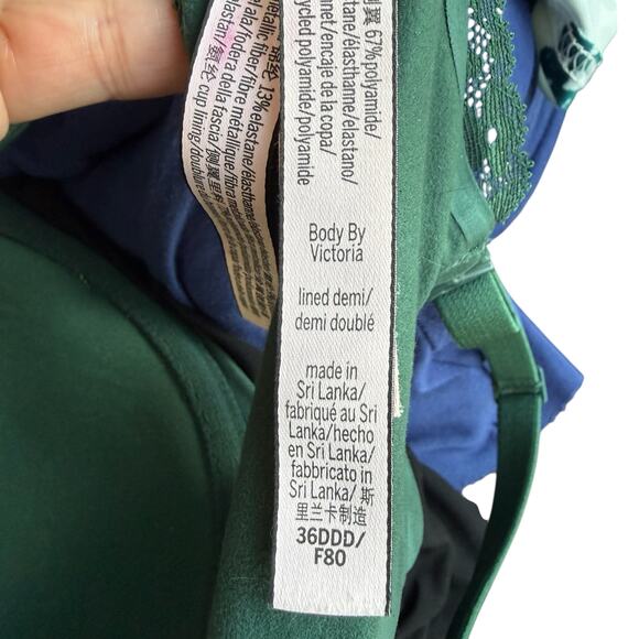 Victoria's Secret Green Lace Demi Bra 36DDD Body by Victoria Romantic Supportive - Picture 15 of 16